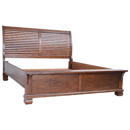 King Solid Wood Louver Bed